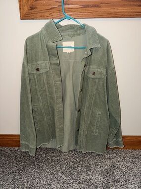 Thread & Supply Corduroy Shacket in Sage Green